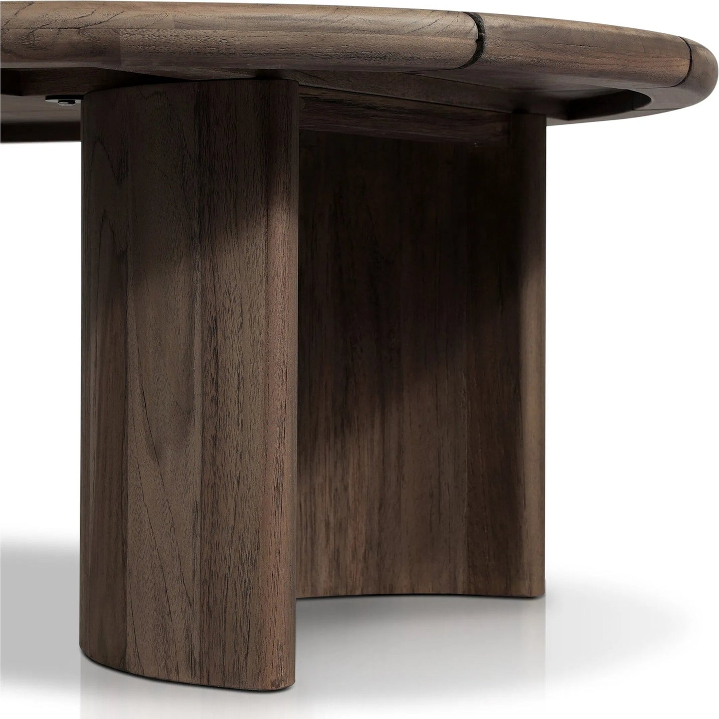 008 SI-2320210 | Closeup | Paden Outdoor Coffee Table by Four Hands in stained toasted brown-fsc. Made from solid fsc®-certified teak in a transitional style.