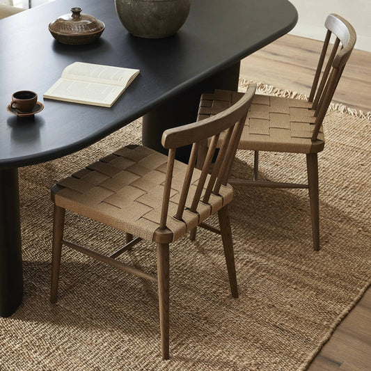 Kershaw Dining Chair by Four Hands in natural rush, smoked oak. Made from rush, solid oak in a traditional style.