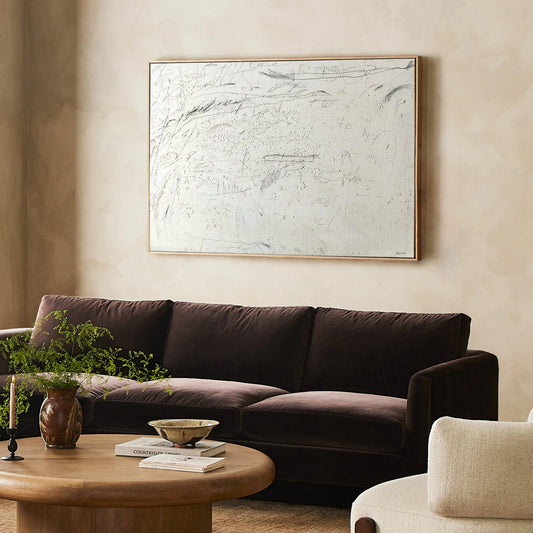 Examination of the Rose by Tyler Guinn by Four Hands in white oak. Made from vertical grain floater white oak, canvas in a modern style.