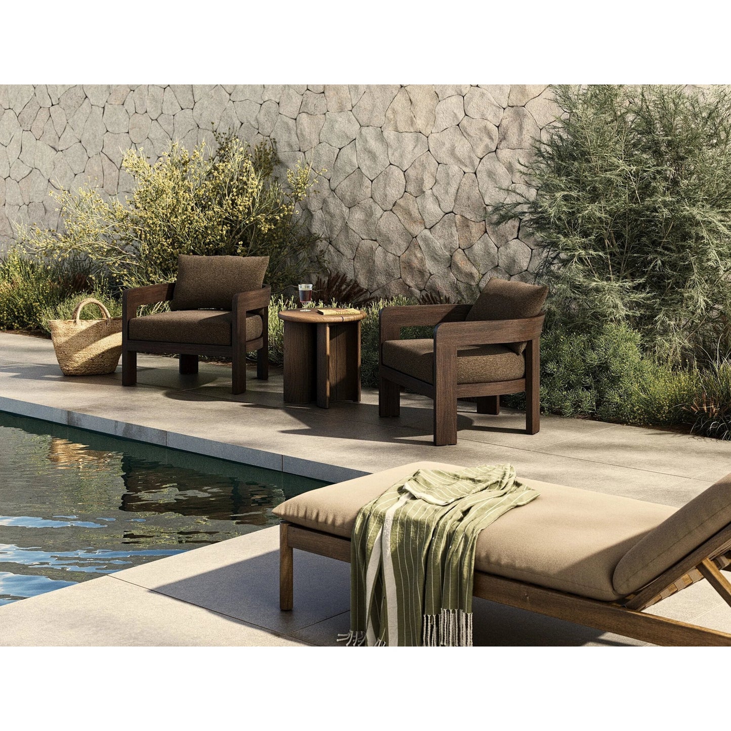 013 SI-2320211 | Lifestyle | Paden Outdoor End Table by Four Hands in stained toasted brown-fsc. Made from solid fsc®-certified teak in a unique style.