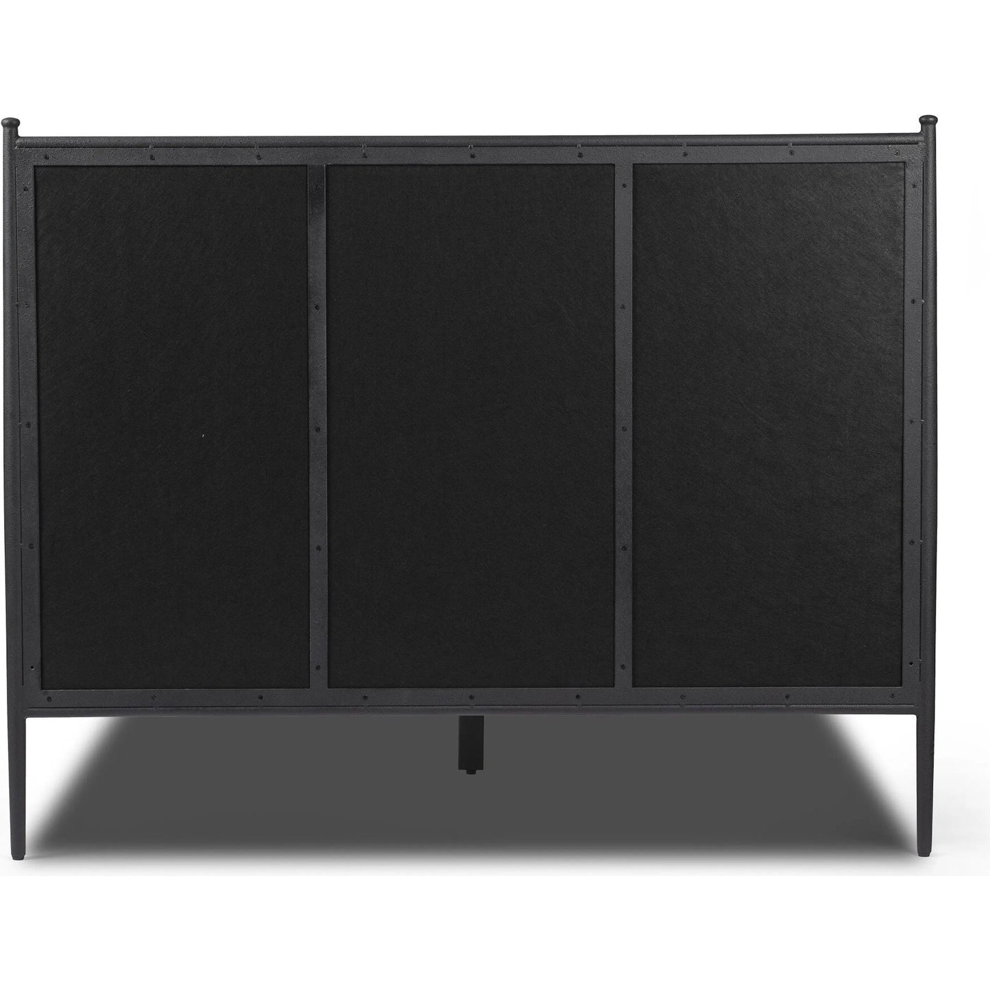 003 SI-2377061 | Additional Silo | Xander Bed by Four Hands in savoy parchment, textured black iron. Made from 54% polyester, 36% viscose (rayon), 10% flax/linen, iron in a unique style.