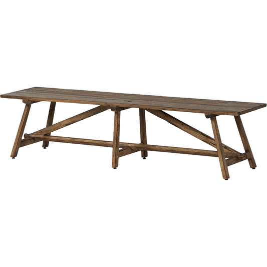 012 SI-2635294 | Primary Silo | Elio Accent Bench by Four Hands in burnt bleached oak. Made from solid oak in a unique style.
