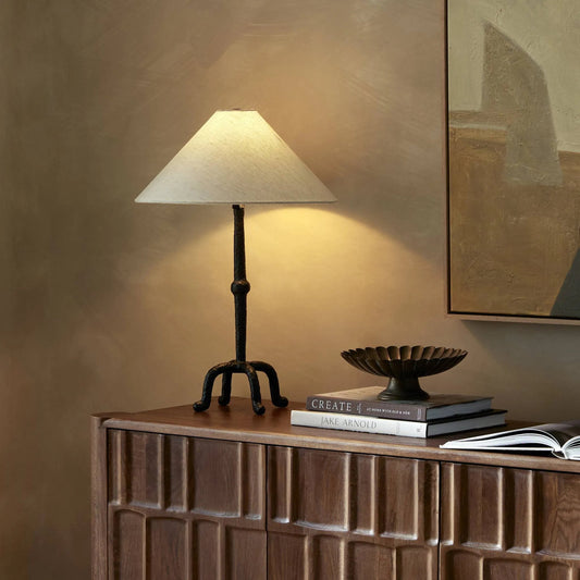 Neville Table Lamp by Four Hands in matte black cast aluminum, black cord. Made from aluminum, thermoplastic in a modern style.