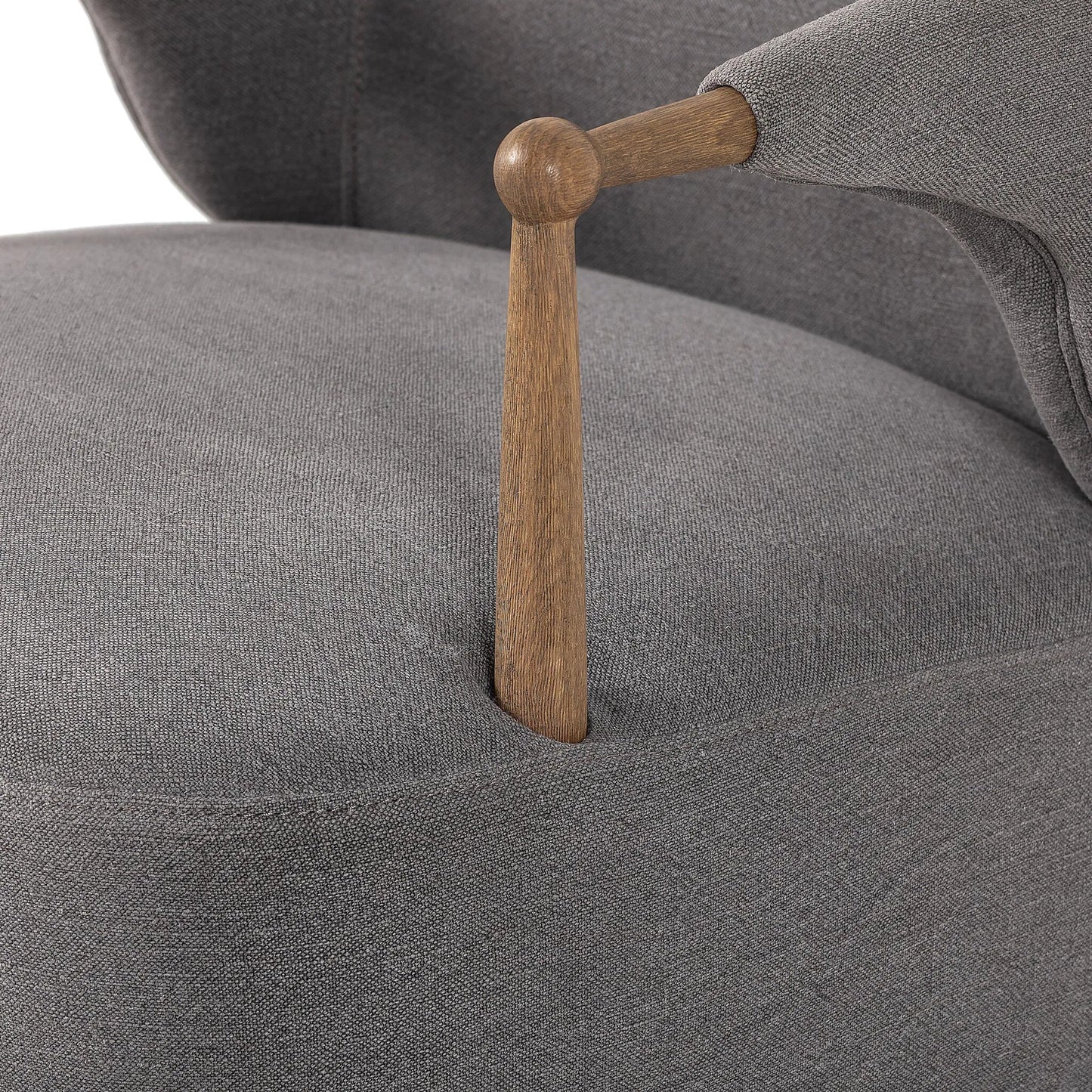 028 SI-2449368 | Closeup | Brently Chair by Four Hands. Made from 100% flax/linen, solid oak in a unique style.