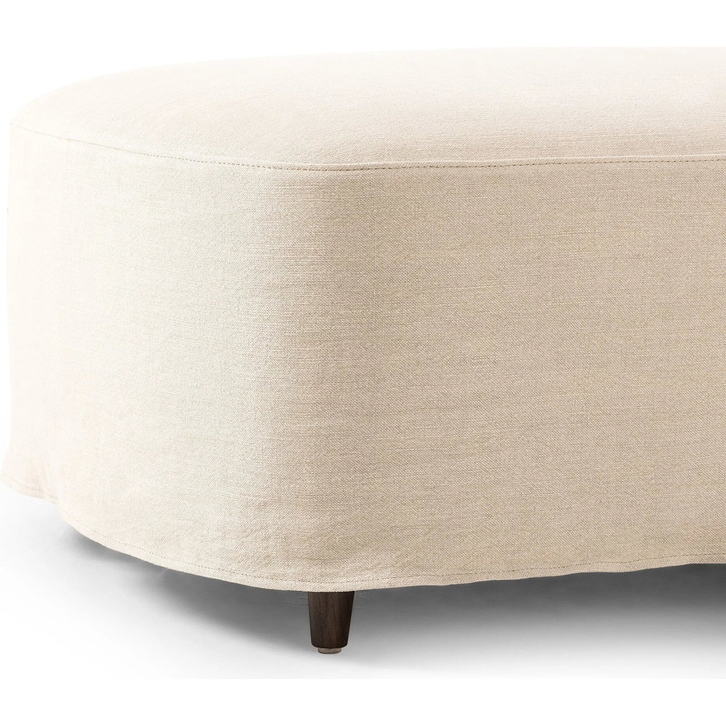 010 SI-2449369 | Closeup | Brently Chaise by Four Hands in broadway dune, burnt oak. Made from 100% flax/linen, solid oak in a unique style.