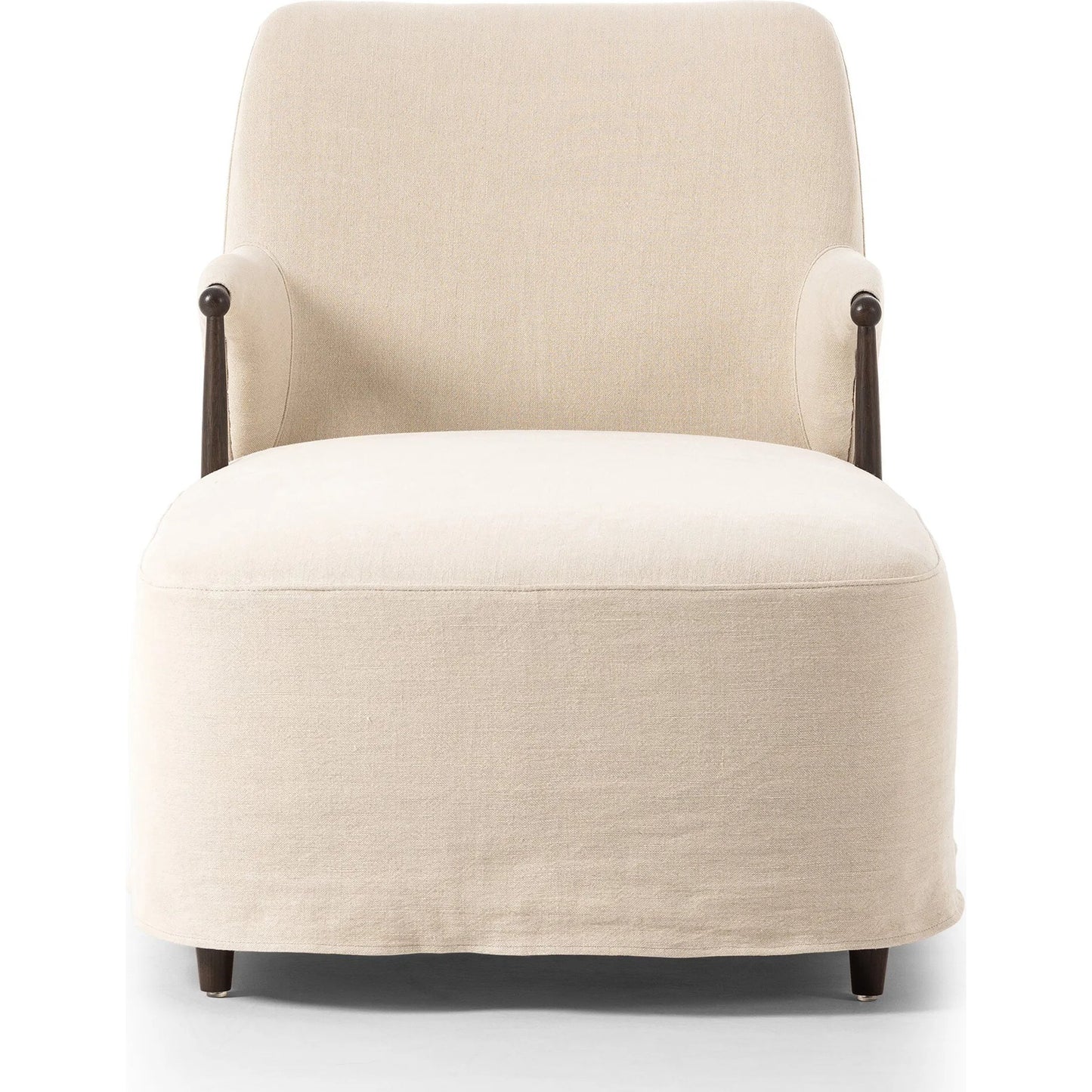 002 SI-2449369 | Additional Silo | Brently Chaise by Four Hands in broadway dune, burnt oak. Made from 100% flax/linen, solid oak in a unique style.