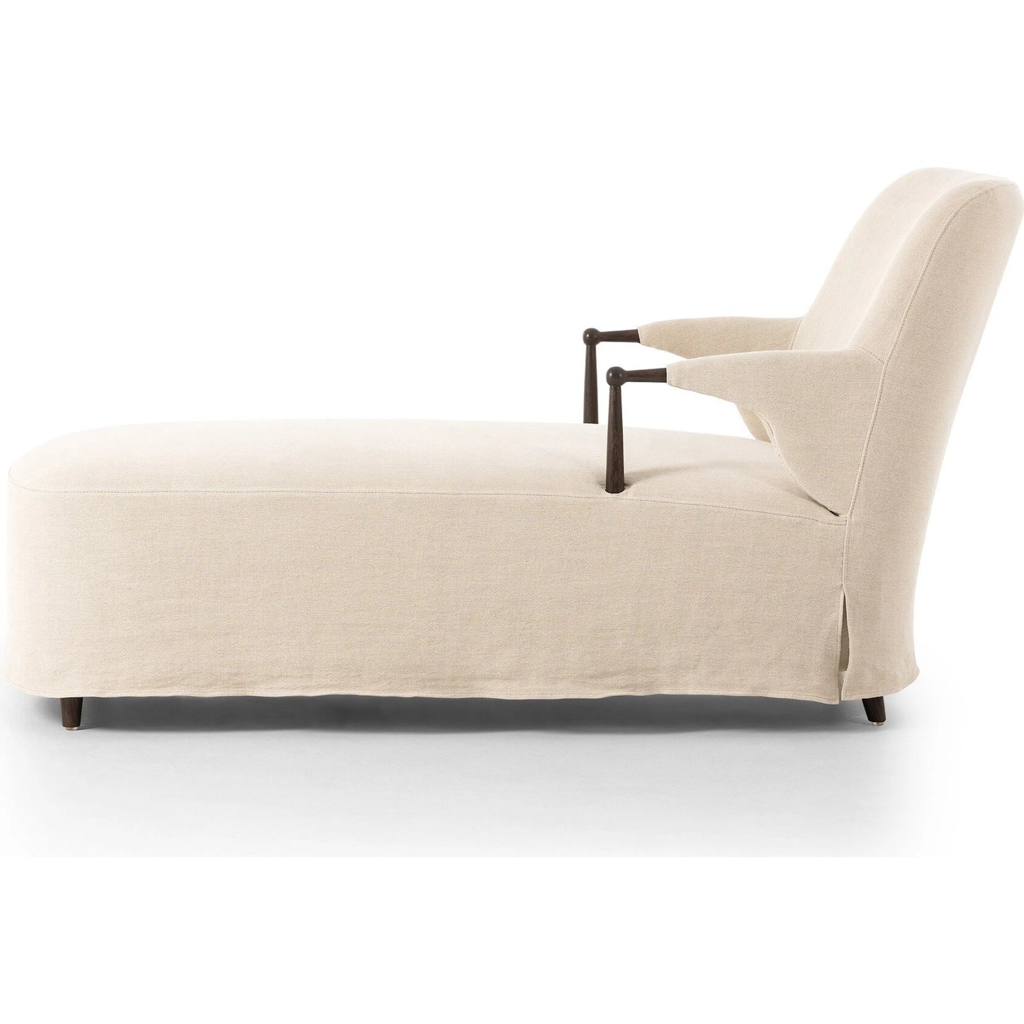 003 SI-2449369 | Additional Silo | Brently Chaise by Four Hands in broadway dune, burnt oak. Made from 100% flax/linen, solid oak in a unique style.