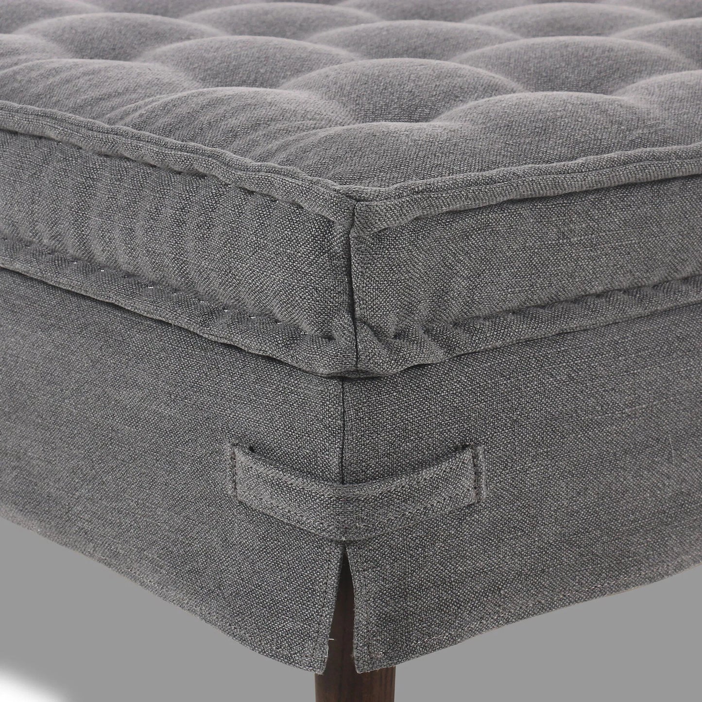 009 SI-2449388 | Closeup | Cole Large Ottoman by Four Hands. Made from 100% flax/linen, solid ash in a unique style.
