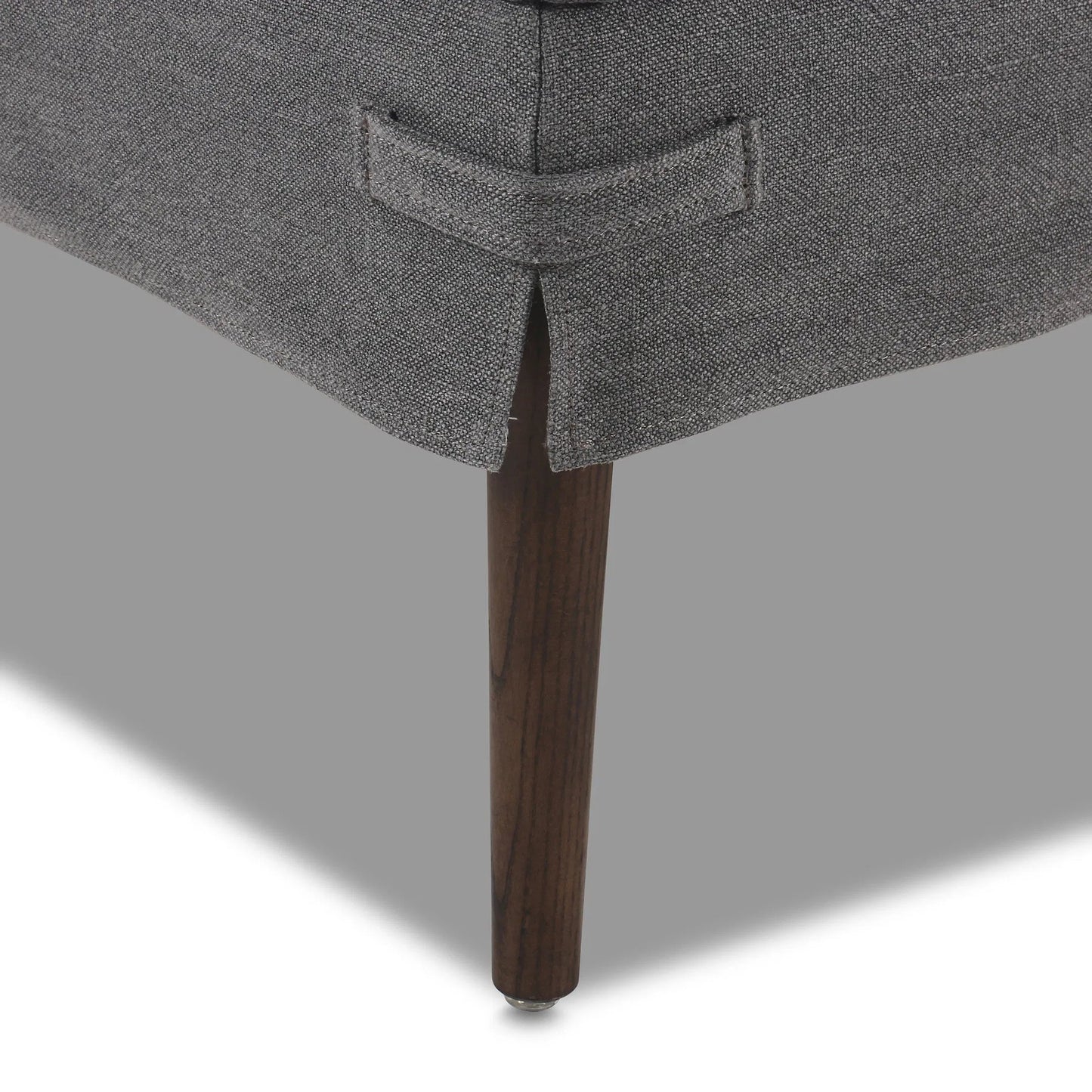 008 SI-2449388 | Closeup | Cole Large Ottoman by Four Hands. Made from 100% flax/linen, solid ash in a unique style.