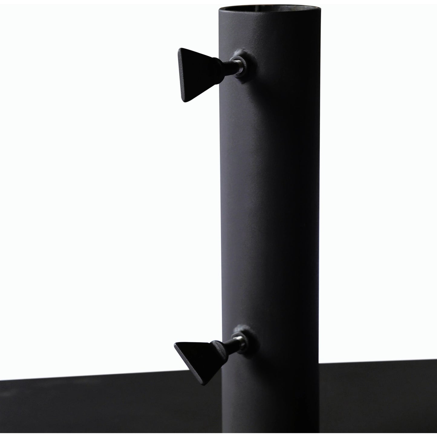 004 SI-2158058 | Closeup | Baska Outdoor Umbrella Stand by Four Hands in black stainless steel. Made from stainless steel in a modern style.