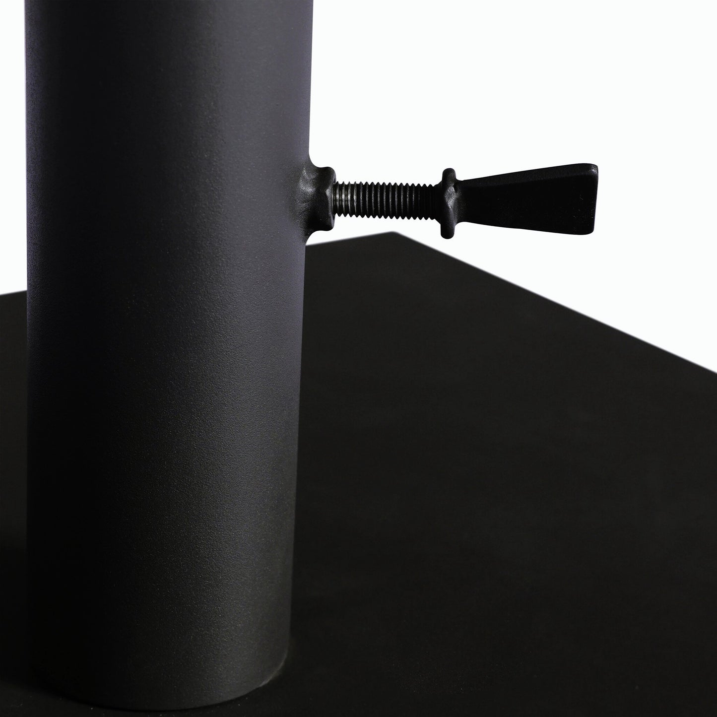 007 SI-2158058 | Closeup | Baska Outdoor Umbrella Stand by Four Hands in black stainless steel. Made from stainless steel in a modern style.