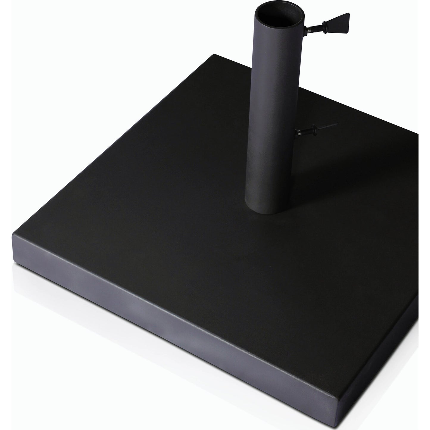 008 SI-2158058 | Closeup | Baska Outdoor Umbrella Stand by Four Hands in black stainless steel. Made from stainless steel in a modern style.