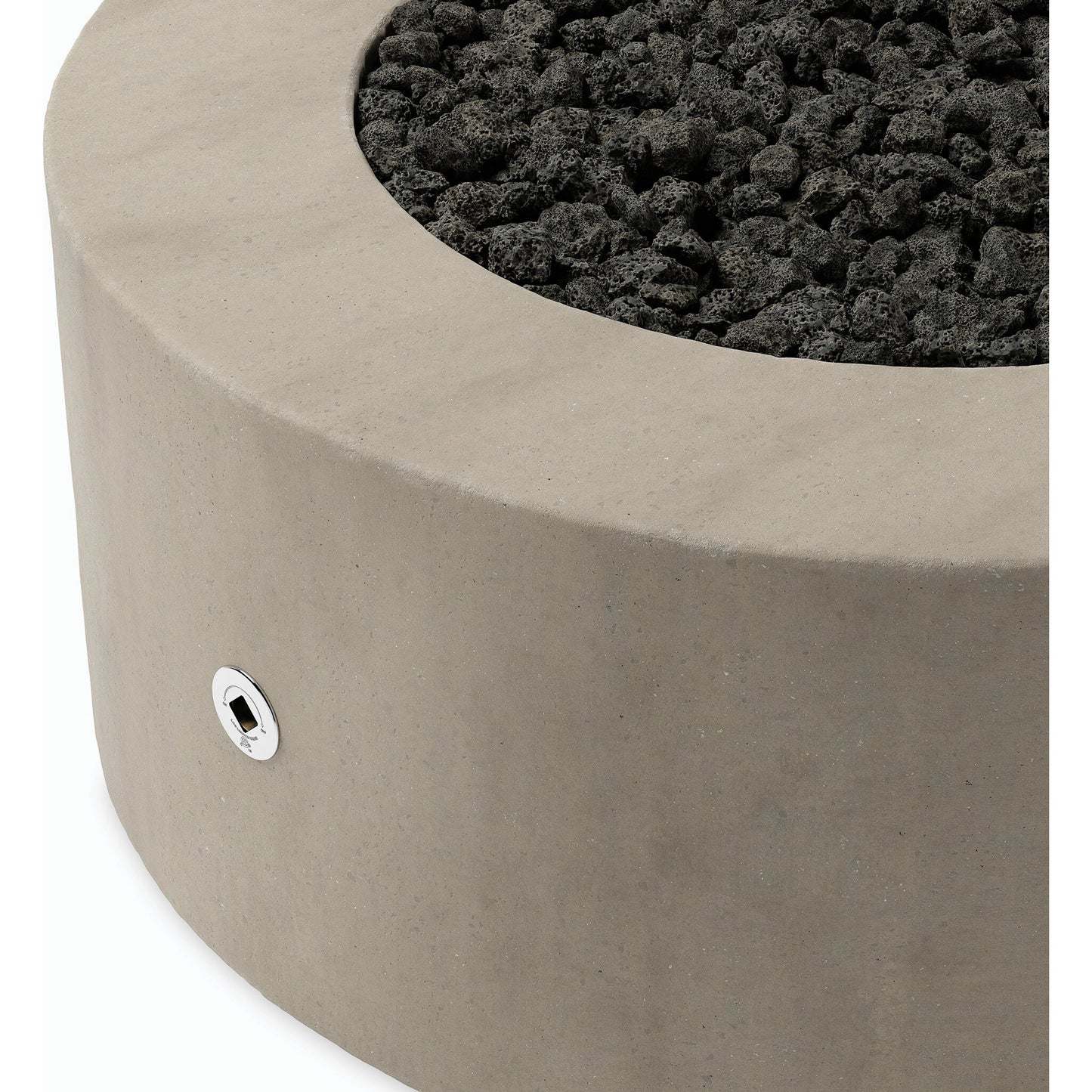 009 SI-2158131,SI-2158134 | Closeup | Damian Outdoor Fire Table by Four Hands. Made from concrete in a modern style.