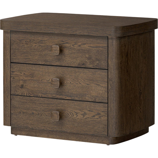 001 SI-2513338 | Primary Silo | Valen Nightstand by Four Hands in rustic brown oak veneer, rustic brown oak solid. Made from oak veneer, solid oak in a traditional style.