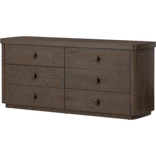 001 SI-2513337 | Primary Silo | Valen 6 Drawer Dresser by Four Hands in rustic brown oak veneer, rustic brown oak solid. Made from oak veneer, solid oak in a traditional style.
