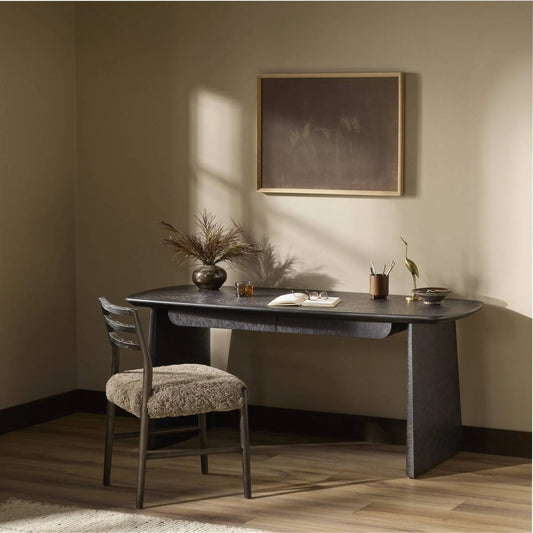 Hera Desk by Four Hands in dark tamo ash, dark tamo ash veneer. Made from solid tamo ash, tamo ash veneer in a transitional style.