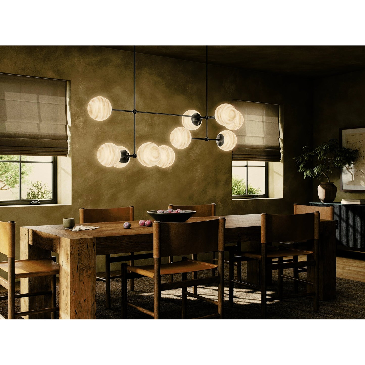 024 SI-2158046 | Lifestyle | Armstrong Linear Chandelier by Four Hands. Made from brass, thermoplastic, glass in a modern style.