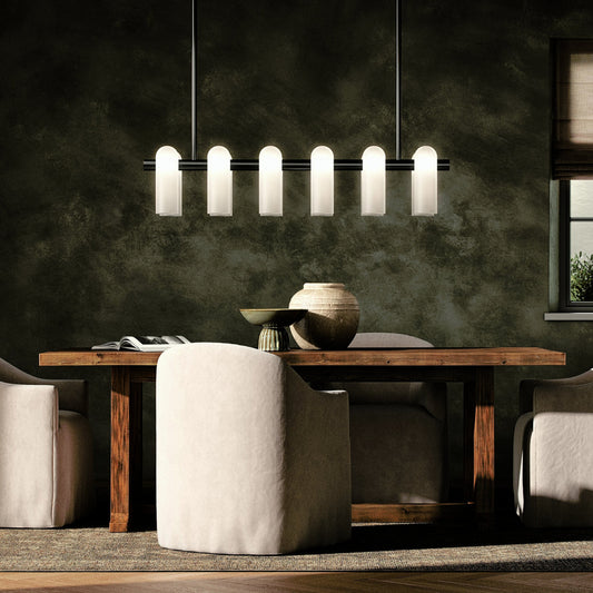 Odyssey Linear Md Chandelier by Four Hands. Made from brass, glass in a modern style.