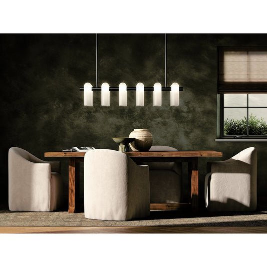 Odyssey Linear Md Chandelier by Four Hands. Made from brass, glass in a modern style.