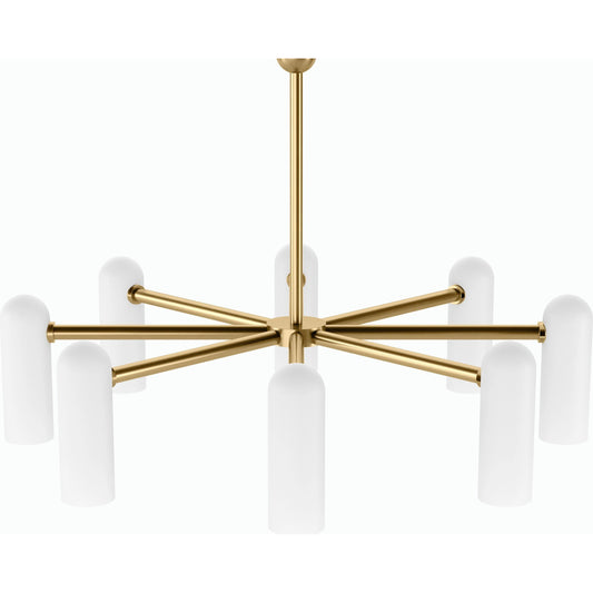 001 SI-2158349 | Primary Silo | Odyssey Round Md Chandelier by Four Hands in black gunmetal, opal matte glass and black gunmetal. Made from brass, glass in a modern style.