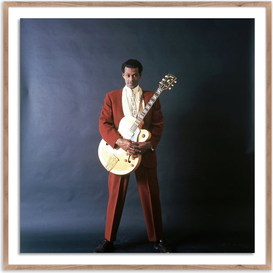 Chuck Berry Portrait Session by Getty Images by Four Hands. Made from rustic 1.5 walnut, photo paper in a modern style.