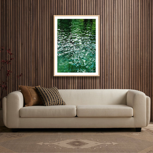 Green Dose No. 2 by Jackie Lee Young by Four Hands. Made from vertical grain 2.5 white oak, photo paper in a coastal style.