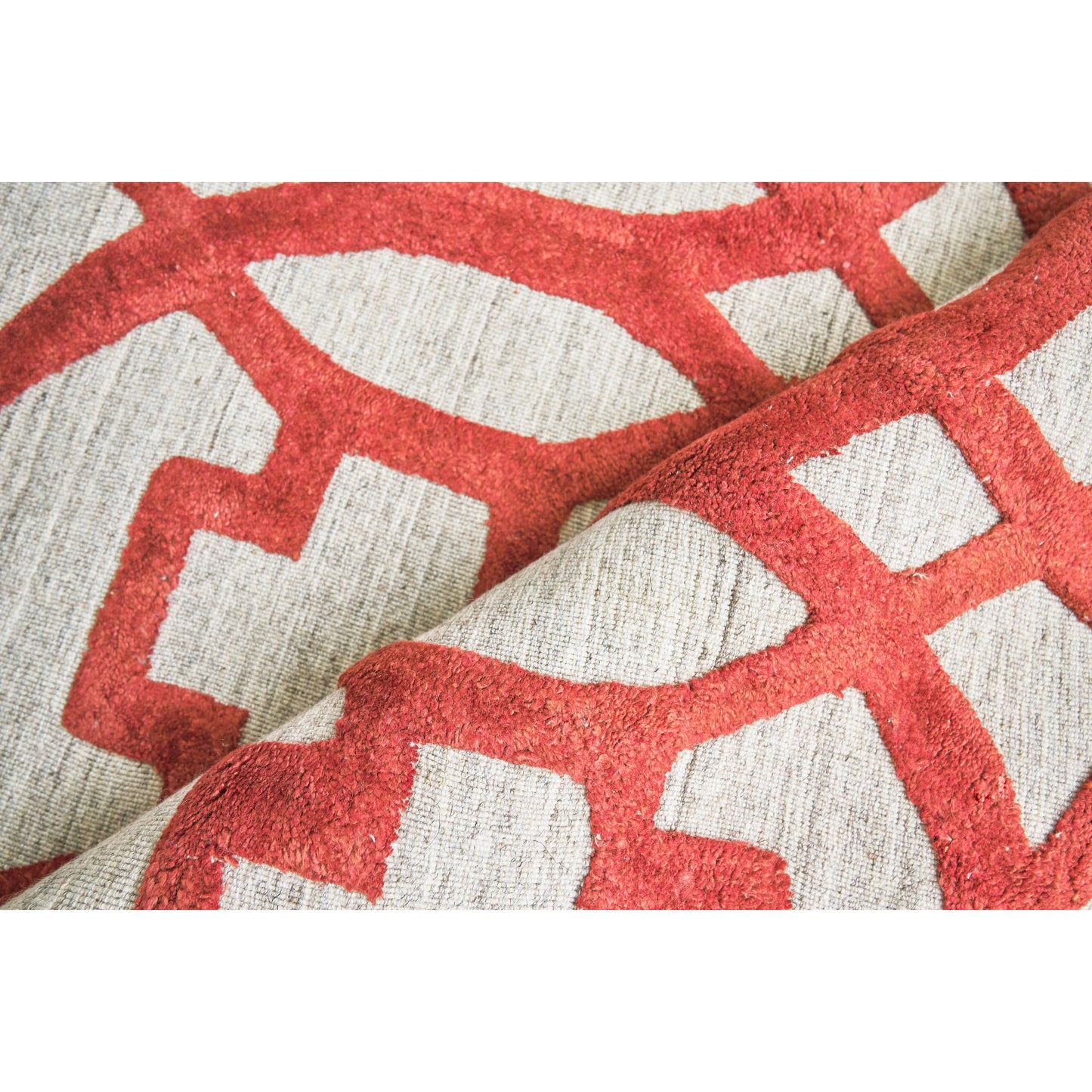 002 SI-1909525,SI-1909526,SI-1909527,SI-1909528,SI-1909529 | Closeup | Windsor 2455 Rug by Exquisite Rugs in rust, gray. Made from wool, bamboo silk in a unique style.
