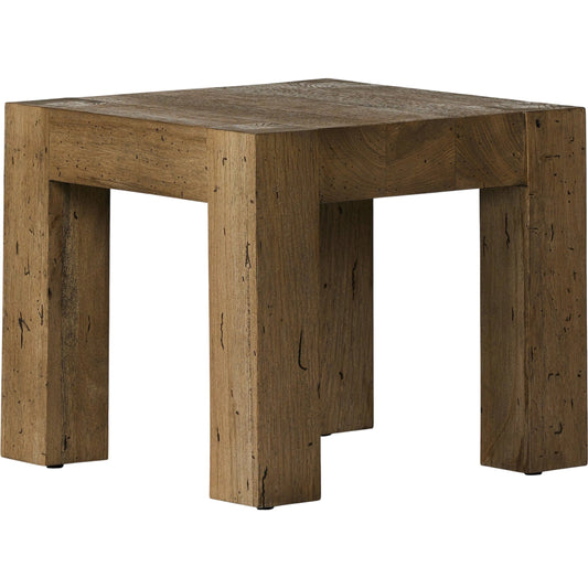 001 SI-2257154 | Primary Silo | Abaso End Table by Four Hands. Made from thick oak veneer, engineered hardwood in a rustic style.