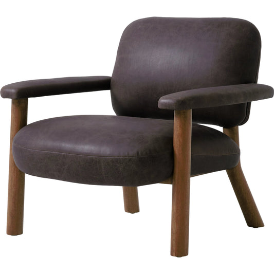 Eisley Chair by Four Hands. Made from top grain leather, solid parawood, poplar plywood in a modern style.
