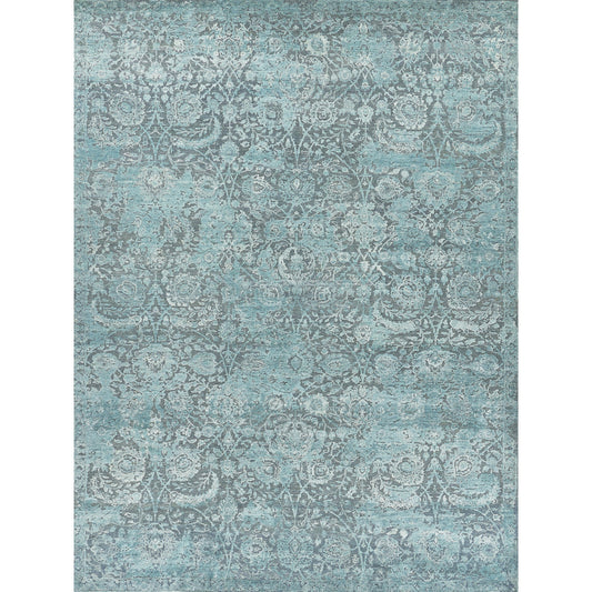 Meena Rug - Blue, Light Blue by Exquisite Rugs in blue, light blue. Made from wool, silk in a unique style.