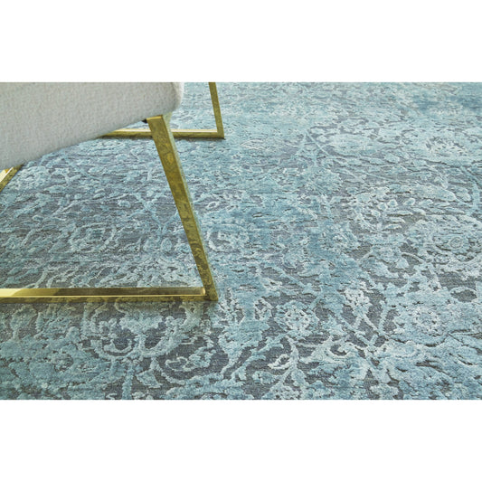 Meena Rug - Blue, Light Blue by Exquisite Rugs in blue, light blue. Made from wool, silk in a unique style.