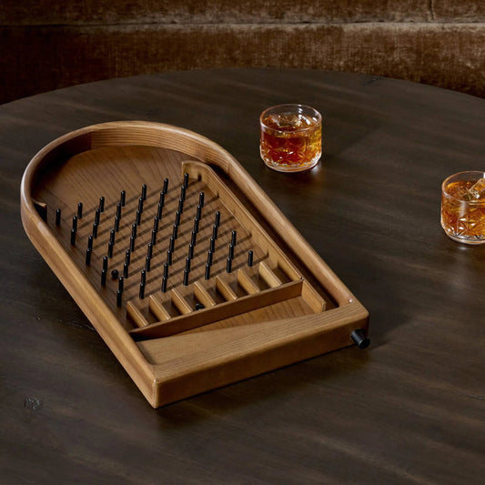 Pachinko by Four Hands in black iron, amber ash. Made from iron, solid ash in a unique style.