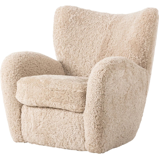 Amelie Chair by Four Hands in beige shearling. Made from shearling in a modern style.