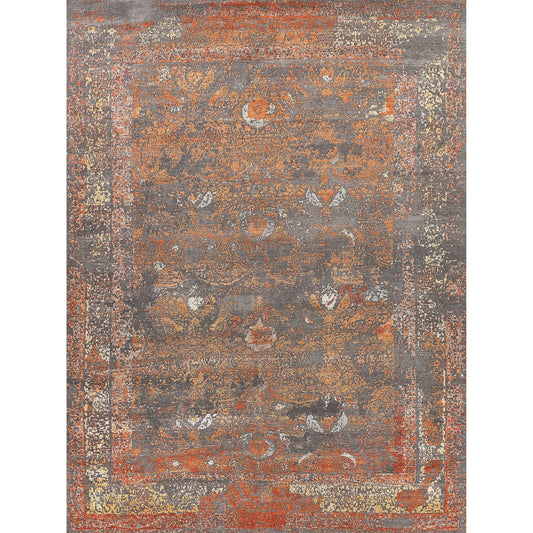 Maison Rug - Gray, Orange by Exquisite Rugs in gray, orange. Made from wool, bamboo silk in a unique style.