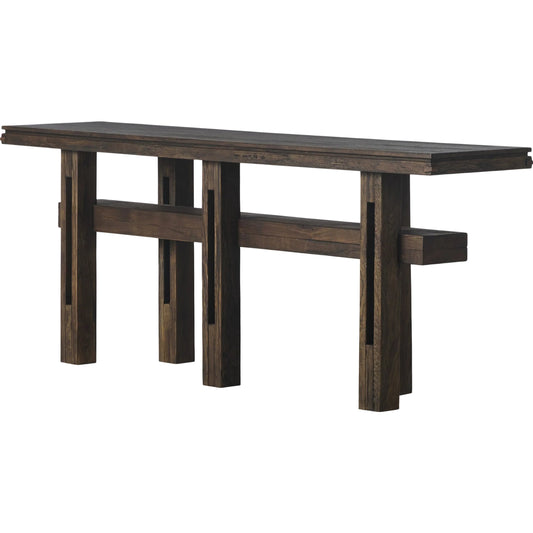 Contessa Console Table by Four Hands in smoked alder, smoked alder solid. Made from resawn alder veneer, solid alder in a traditional style.