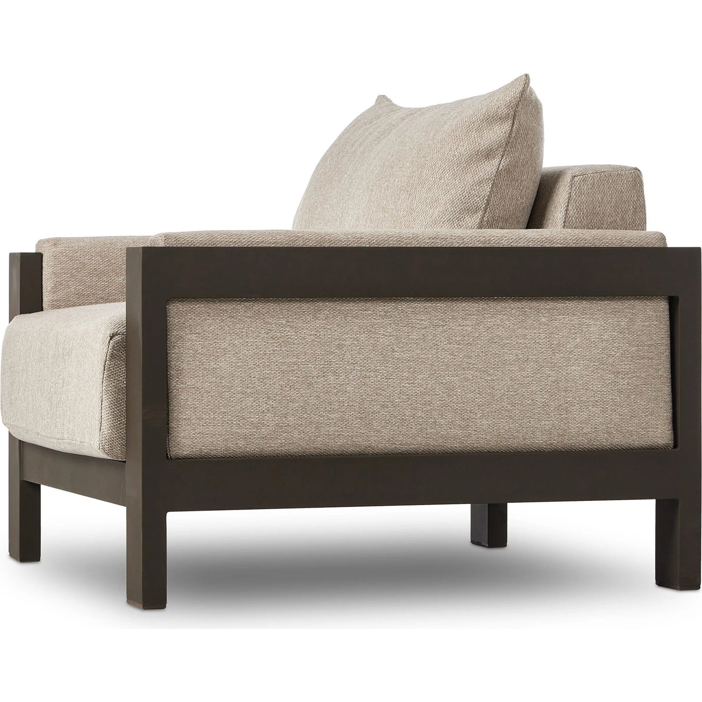 011 SI-2320014 | Closeup | Chapman Outdoor Metal Chair by Four Hands in concha fog, bronze. Made from 100% olefin, aluminum in a transitional style.
