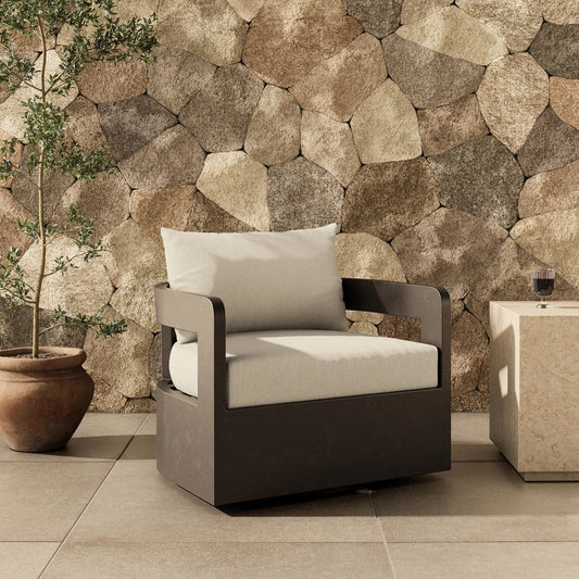 Jackson Outdoor Metal Swivel Chair by Four Hands. Made from unique in a transitional style.