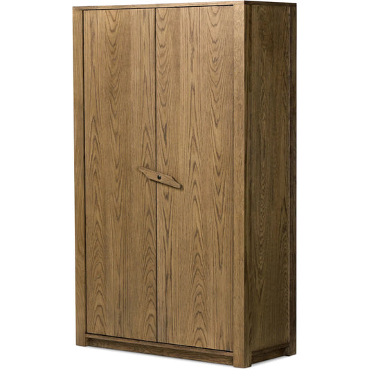 013 SI-2635275 | Primary Silo | Bedford Cabinet by Four Hands in warm natural oak veneer, gunmetal. Made from thick oak veneer, solid oak, iron in a unique style.