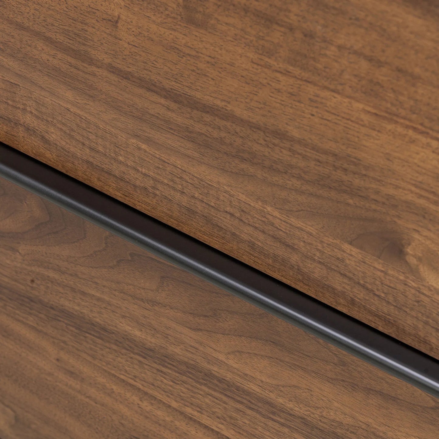 010 SI-2446652 | Closeup | Theo 6 Drawer Dresser by Four Hands in dark brown walnut, dark brown walnut veneer. Made from solid walnut, walnut veneer in a unique style.