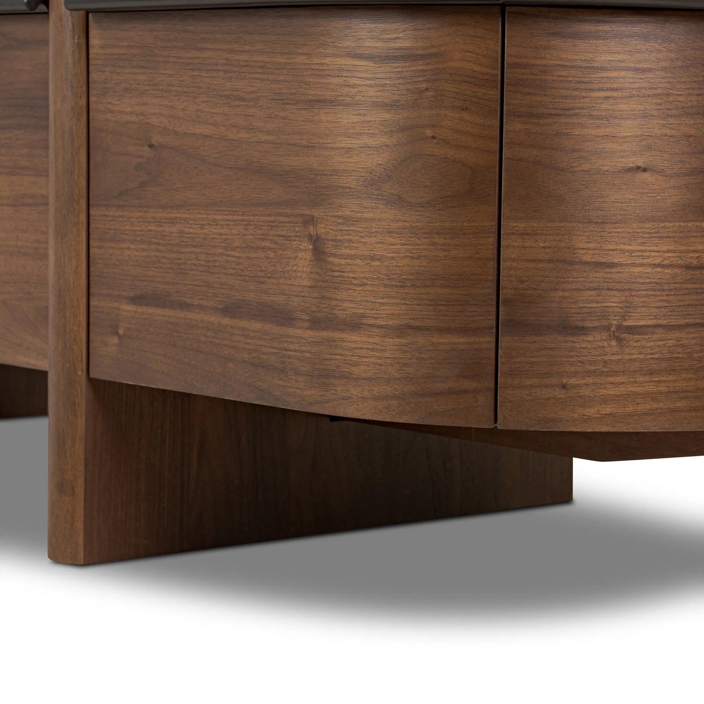 011 SI-2446652 | Closeup | Theo 6 Drawer Dresser by Four Hands in dark brown walnut, dark brown walnut veneer. Made from solid walnut, walnut veneer in a unique style.