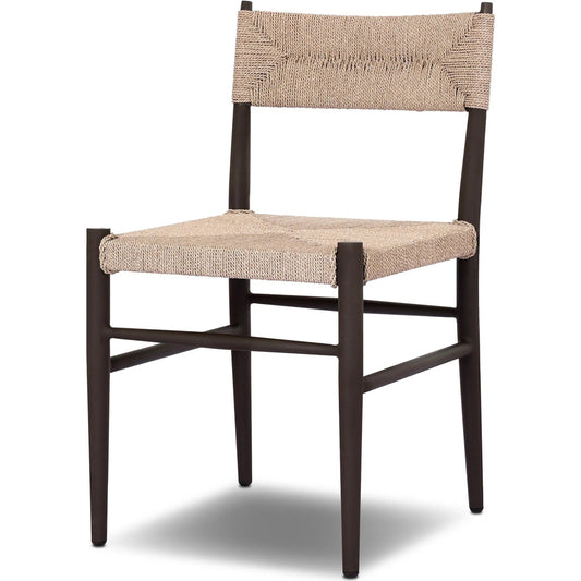 Lomas Outdoor Metal Dining Chair by Four Hands in textured dune, bronze. Made from 100% polyethylene, iron in a transitional style.