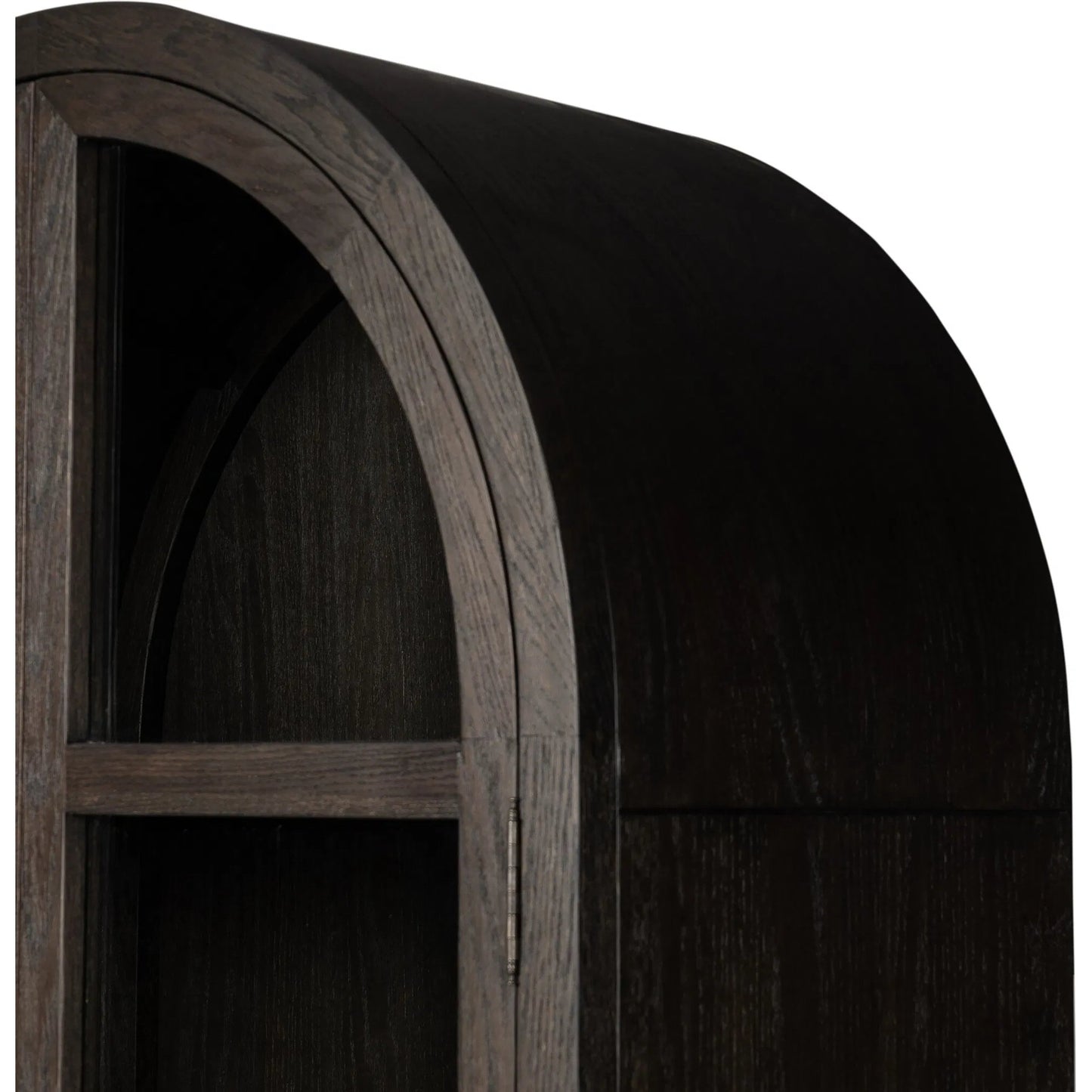 004 SI-2327560 | Closeup | Hepburn Cabinet by Four Hands in dark anthracite oak veneer, waxed black. Made from oak veneer, solid oak, iron in a unique style.