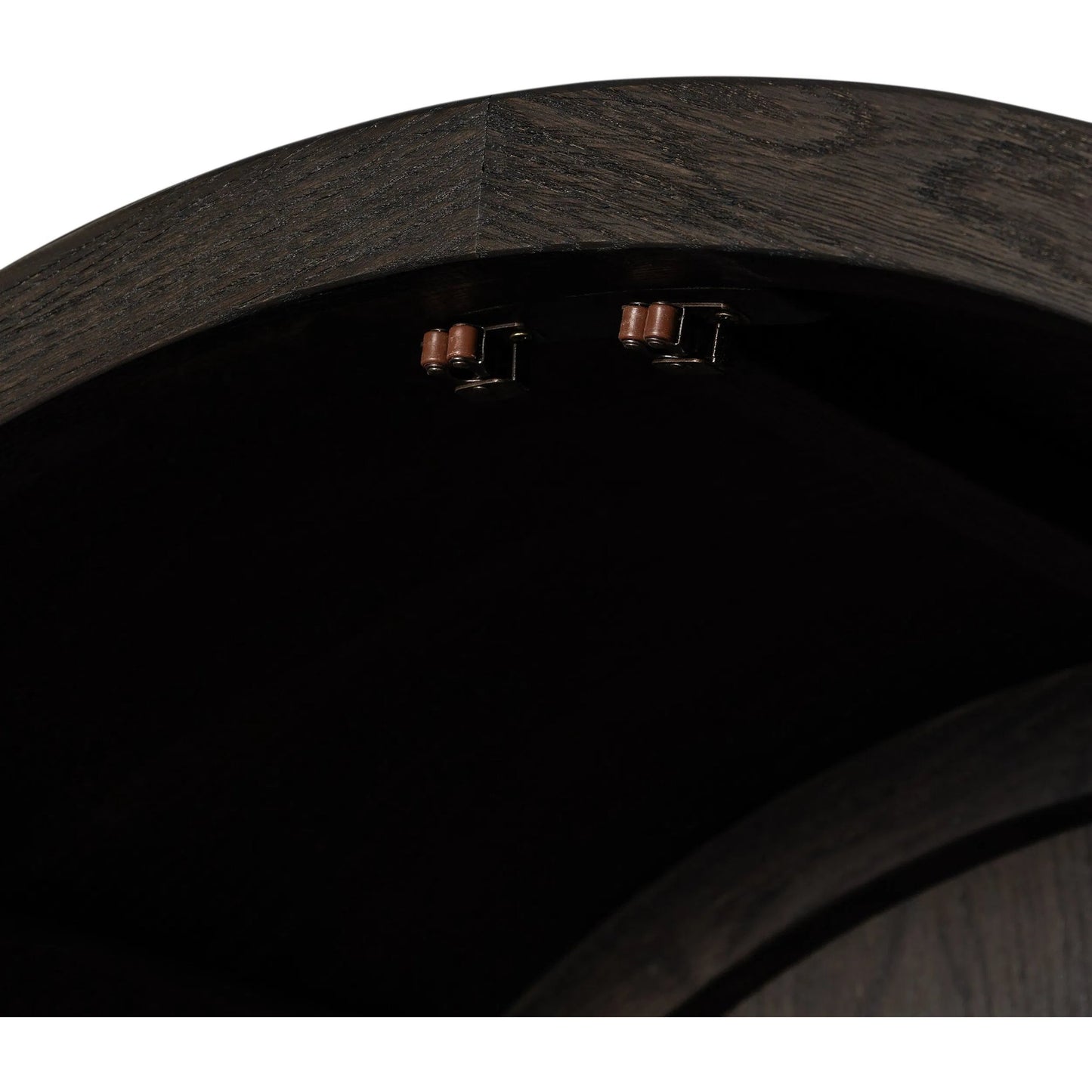 009 SI-2327560 | Closeup | Hepburn Cabinet by Four Hands in dark anthracite oak veneer, waxed black. Made from oak veneer, solid oak, iron in a unique style.