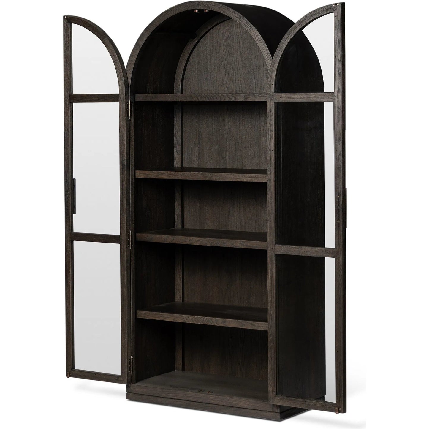 008 SI-2327560 | Closeup | Hepburn Cabinet by Four Hands in dark anthracite oak veneer, waxed black. Made from oak veneer, solid oak, iron in a unique style.