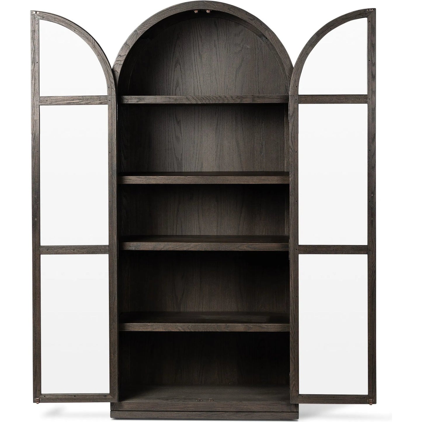 006 SI-2327560 | Closeup | Hepburn Cabinet by Four Hands in dark anthracite oak veneer, waxed black. Made from oak veneer, solid oak, iron in a unique style.