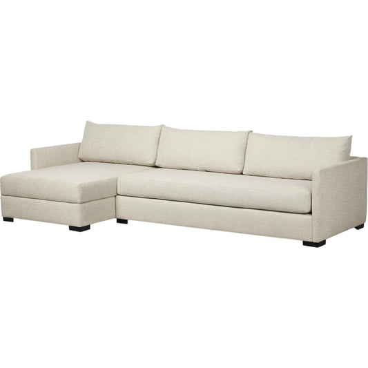 011 SI-2635369 | Primary Silo | Wickham 2-Piece Sectional by Four Hands in alameda snow, ebony. Made from 88% olefin, 11% polyester (uv), 1% polyester, solid maple in a unique style.
