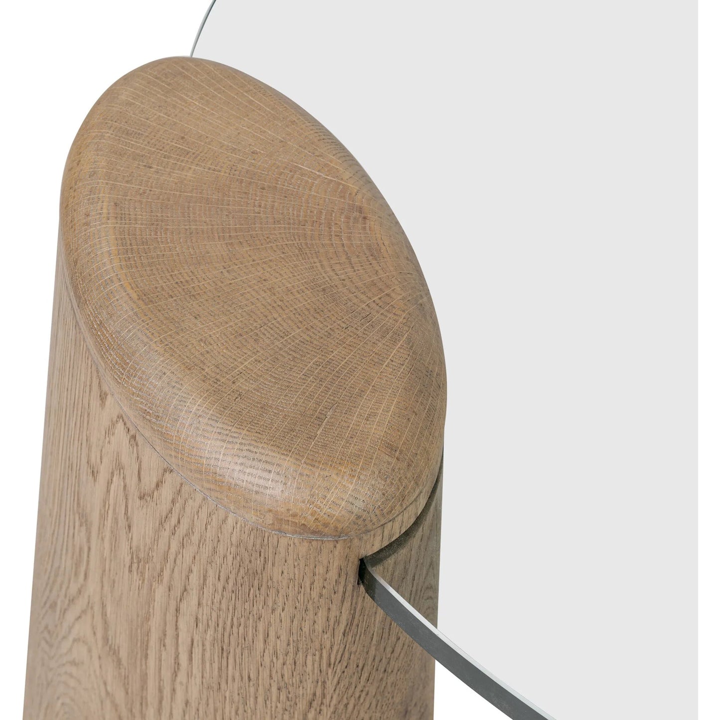 004 SI-2446593 | Closeup | Juno Coffee Table by Four Hands in tempered glass, drifted oak veneer. Made from tempered glass, thick oak veneer in a transitional style.
