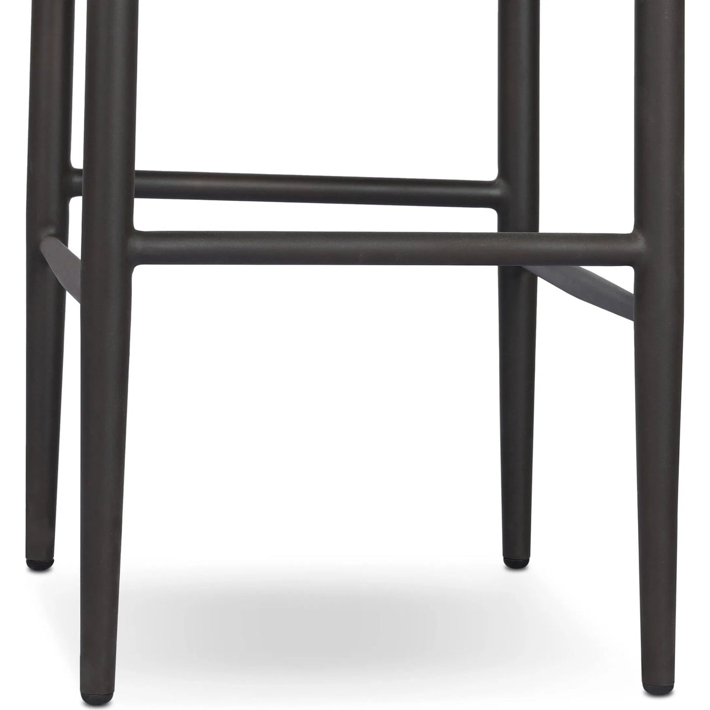 012 SI-2377055 | Closeup | Lomas Outdoor Bar Stool by Four Hands in textured dune, bronze. Made from 100% polyethylene, iron in a unique style.