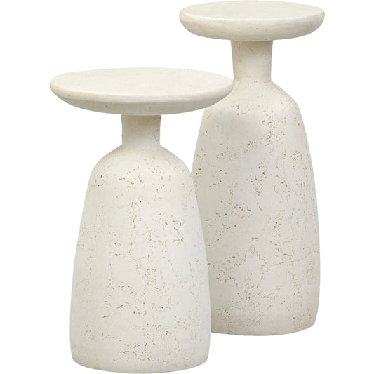 001 SI-2446643 | Primary Silo | Ramara Outdoor Nesting End Tables by Four Hands in aged white concrete. Made from solid concrete in a transitional style.