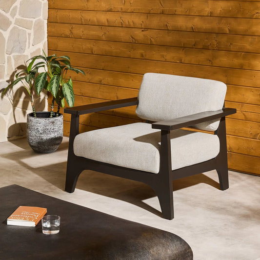 Josiah Outdoor Chair by Four Hands in ramiro ecru, matte bronze. Made from 100% polypropylene, aluminum in a unique style.